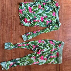 Little Sleepies Green and Pink Flamingo Kids Pajama Set